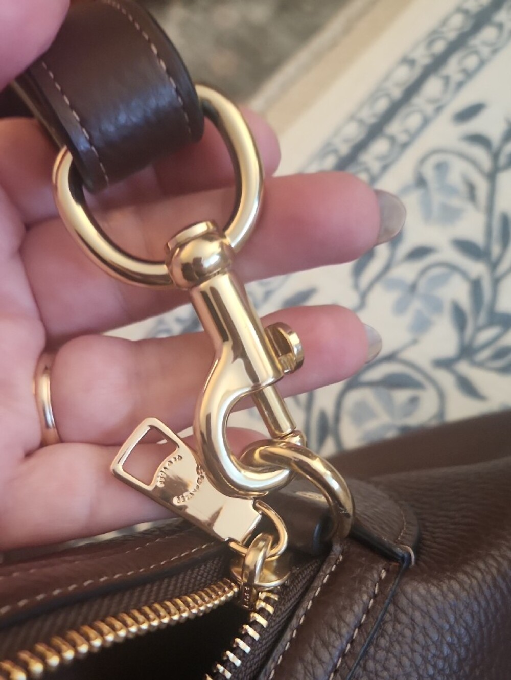 Coach Maple Large Rowan Pebbled Leather Duffel Satchel with Gold Hardware - Picture 6 of 8